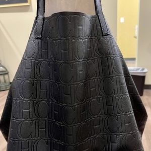 Carolina Herrera large black leather bag